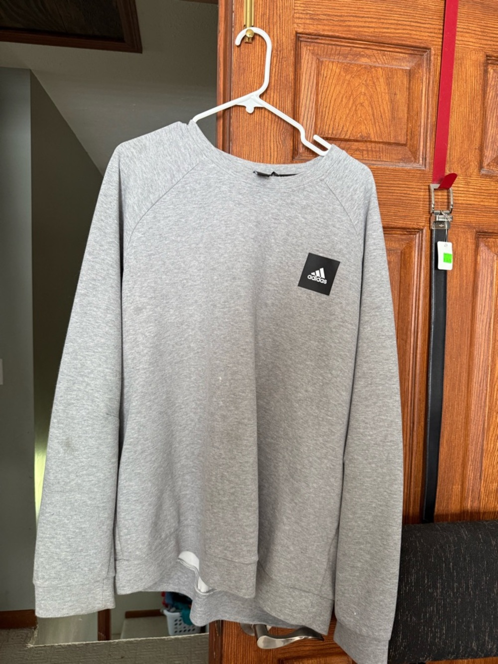 adidas Gray Crewneck Sweatshirt with Small Logo Patch